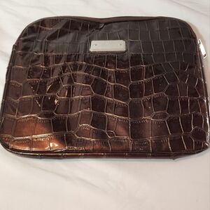 XOXO Brown Crocodile-Embossed Style Pouch Minor Wear Approx 14in X 12in